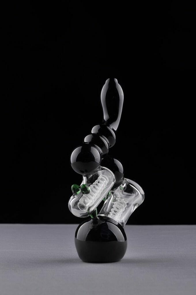 glossy black bubbler pretty pipe for sale