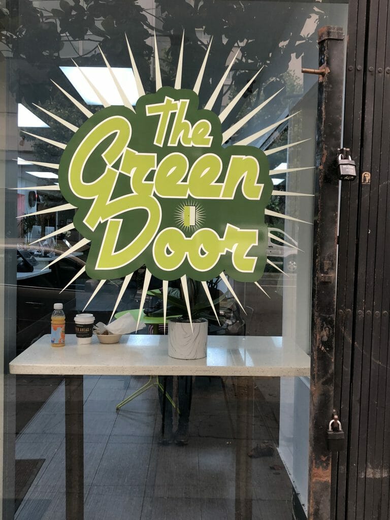 The outside of the cannabis lounge, The Green Door, in San Francisco
