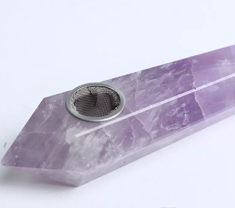Natural Amethyst Fluorite Lapis Lazuli Crystal Quartz Smoking Pipe For TobaccoYH 